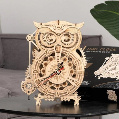 ROKR Owl Clock 3D Wooden Puzzle (LK503) | Mechanical Gear Clock Model