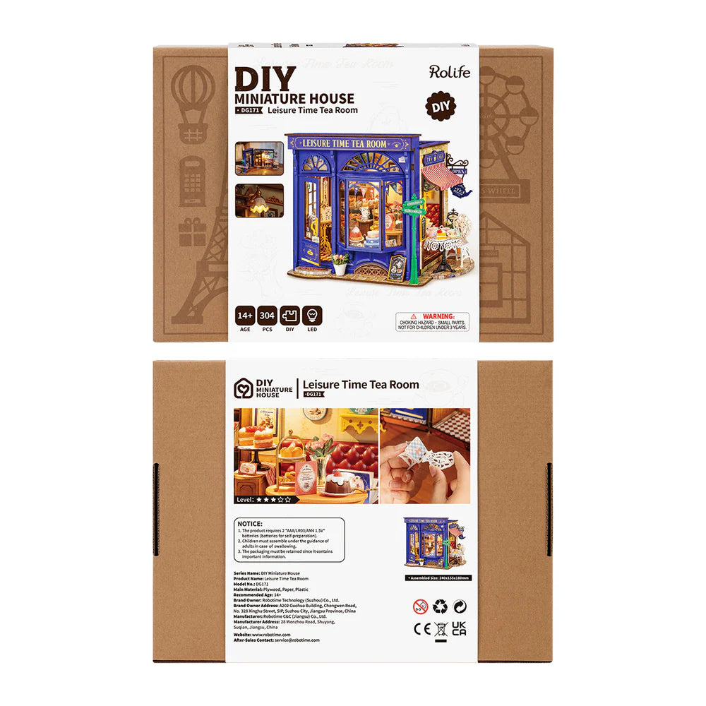 Rolife Leisure Time Tea Room DIY Miniature House Kit (DG171) | 1:16 Scale