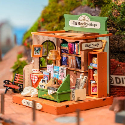 Rolife The Muse Bookshop DIY Miniature House Kit (DS040) | 1:28 Scale