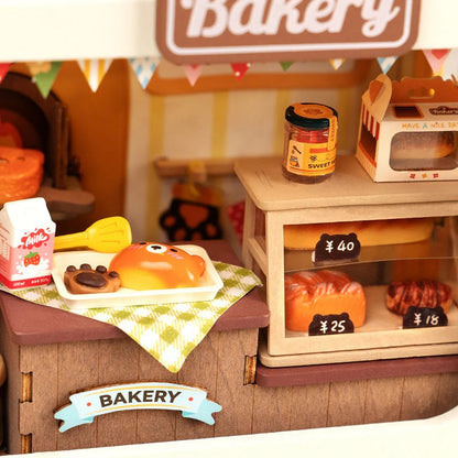 Rolife Teddy’s Breadbox Food Box Shop DIY Miniature House Kit (DS033) | LED Light