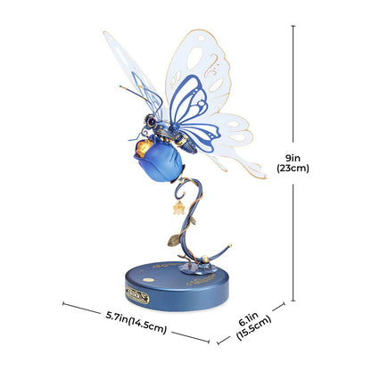 ROKR Blue Butterfly Mechanical 3D Puzzle (MI05B) | Light-Up Flapping Wing Display
