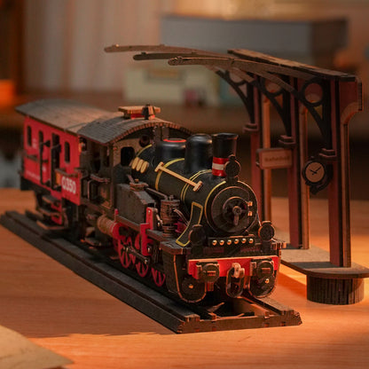Rolife Steam Journey Vehicle 3D Wooden Puzzle (TGS01) | Vintage Steam Train Display Model