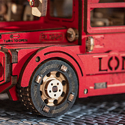 Rolife London Tour Bus Vehicle 3D Wooden Puzzle (TGM02) | Iconic Red Double-Decker Display