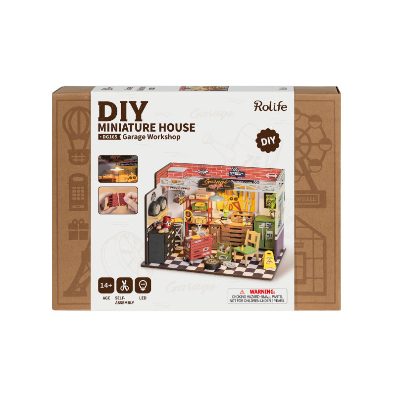 Robotime Rolife ROKR Garage Workshop DIY Miniature House Kit DG165