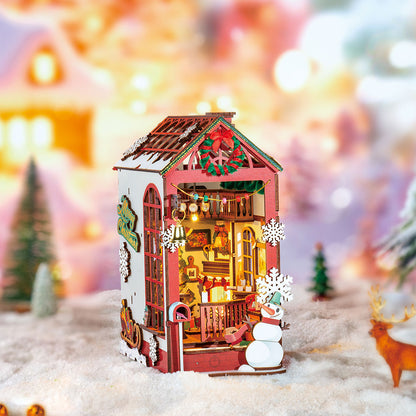 Rolife Christmas Indoor Scene DIY Book Nook Kit (TGC07) | LED Holiday Bookshelf Insert