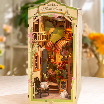 Rolife Floral Corner DIY Book Nook Shelf Insert Kit (TGB09) | Dust Cover + Warm Light