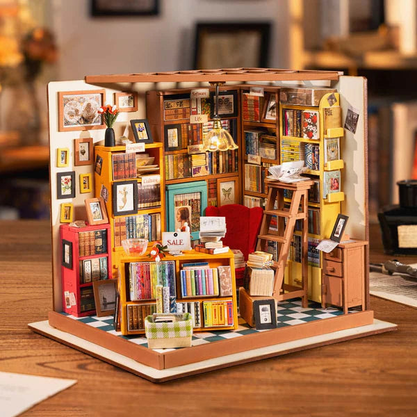 Rolife Sam’s Study Library DIY Miniature House Kit (DG102) | 1:18 Scale