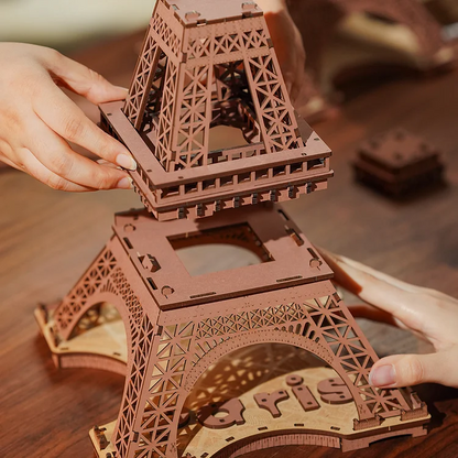 Rolife Night of the Eiffel Tower 3D Wooden Puzzle (TGL01) | LED Eiffel Tower Display Model