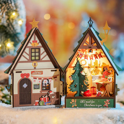 Rolife Twinkling Christmas House DIY Miniature House Kit (DS036) | LED Lights