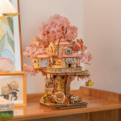Rolife Sakura Tree House 3D Wooden Puzzle (TGS04) | Cherry Blossom Fairytale Display