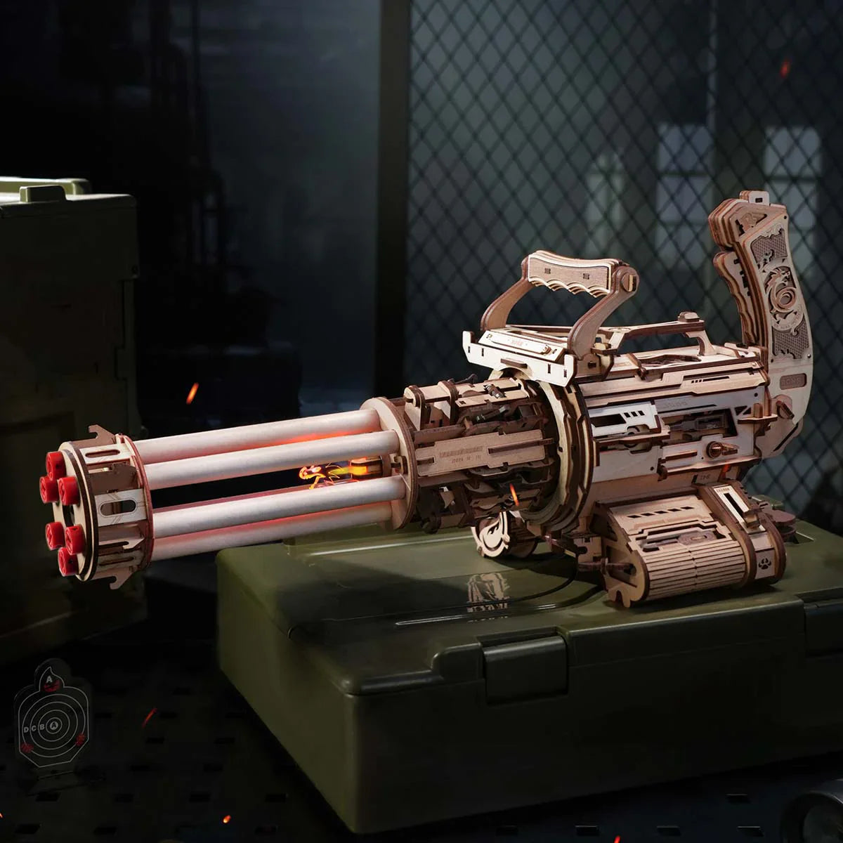 ROKR Rotating-Barrel Machine Toy Gun 3D Wooden Puzzle - LQA01 | Mechanical Wooden Model Kit for Teens & Adults