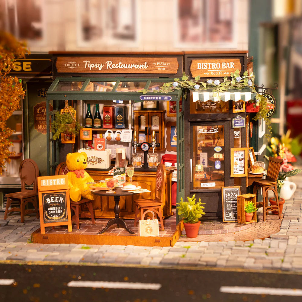 Rolife Tipsy Restaurant DIY Miniature House Kit (DG167) | 1:16 Scale