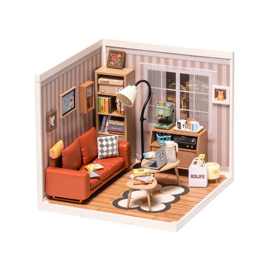 Rolife Super Creator Cozy Living Lounge DIY Miniature House Kit (DW007) | 1:24 Scale