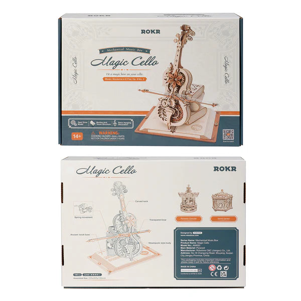 ROKR Magic Cello Mechanical Music Box 3D Wooden Puzzle (AMK63) | Wind-Up “Nocturne”