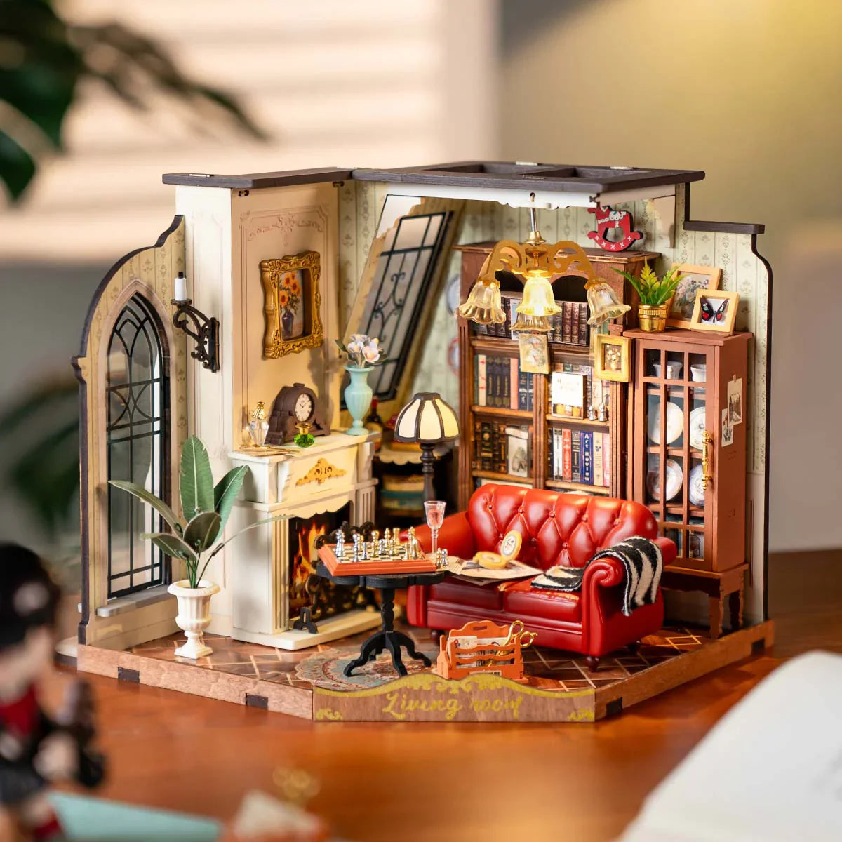 Rolife Catherine's Living Room DIY Miniature House - DG175 | 3D Dollhouse Kit with LED Lights for Adults