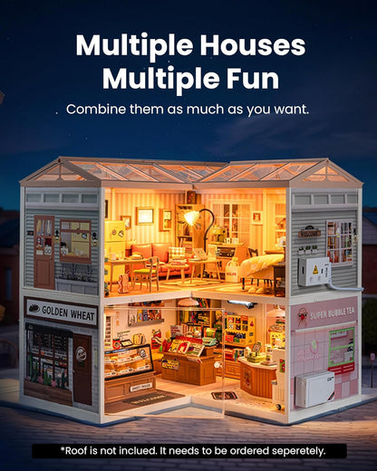 Rolife Super Creator Cozy Living Lounge DIY Miniature House Kit (DW007) | 1:24 Scale