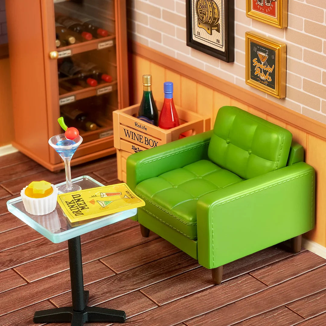 Robotime Rolife ROKR Leisurely Cheers Bar DIY Plastic Miniature House DW012