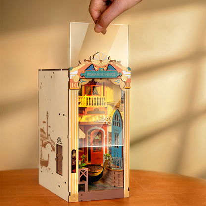Rolife Romantic Venice DIY Book Nook Shelf Insert Kit (TGB08) | Dust Cover + Touch Light