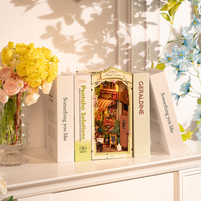 Rolife Floral Corner DIY Book Nook Shelf Insert Kit (TGB09) | Dust Cover + Warm Light