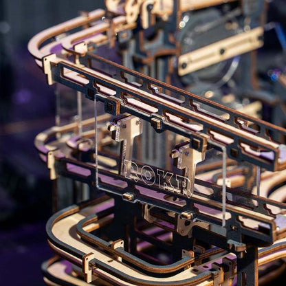 ROKR Marble Night City Marble Run 3D Wooden Puzzle (LGA01) | Hand-Cranked Track Maze