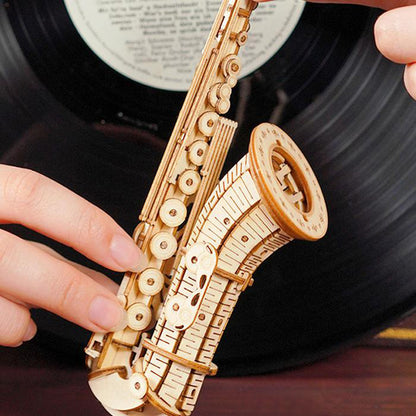 Rolife Saxophone 3D Wooden Puzzle (TG309) | Classic Musical Instrument Display Model