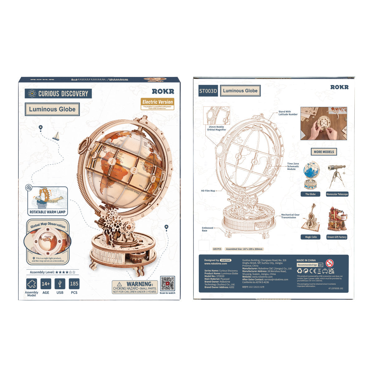 ROKR Luminous Globe ST003D Electric Version in a study setting