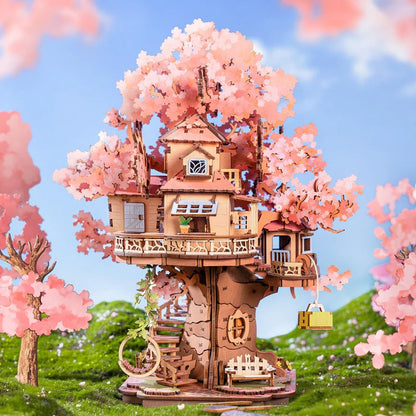 Rolife Sakura Tree House 3D Wooden Puzzle (TGS04) | Cherry Blossom Fairytale Display