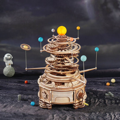 ROKR Mechanical Orrery 3D Wooden Puzzle (ST001) | Solar System Planetary Orbits Model