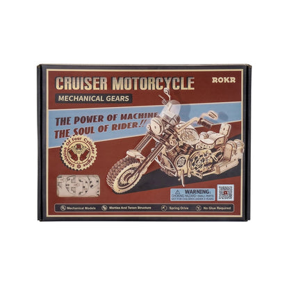 ROKR Cruiser motorcycle 3D Wooden Puzzle (LK504) | Wind-Up Motorcycle Model