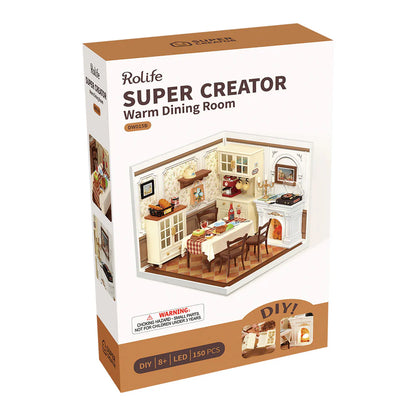 Rolife Super Creator Warm Dining Room DIY Miniature House (DW015B) | 1:24 Scale