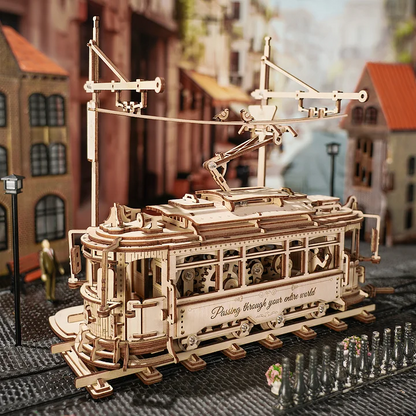 ROKR Classic City Tram 3D Wooden Puzzle (LK801) | Vintage Tram Model
