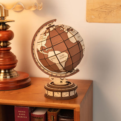 Rolife Global Wonders 3D Wooden Puzzle (TGM01) | DIY Globe with Astronomical Clock Base