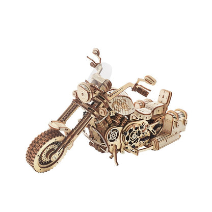 ROKR Cruiser motorcycle 3D Wooden Puzzle (LK504) | Wind-Up Motorcycle Model