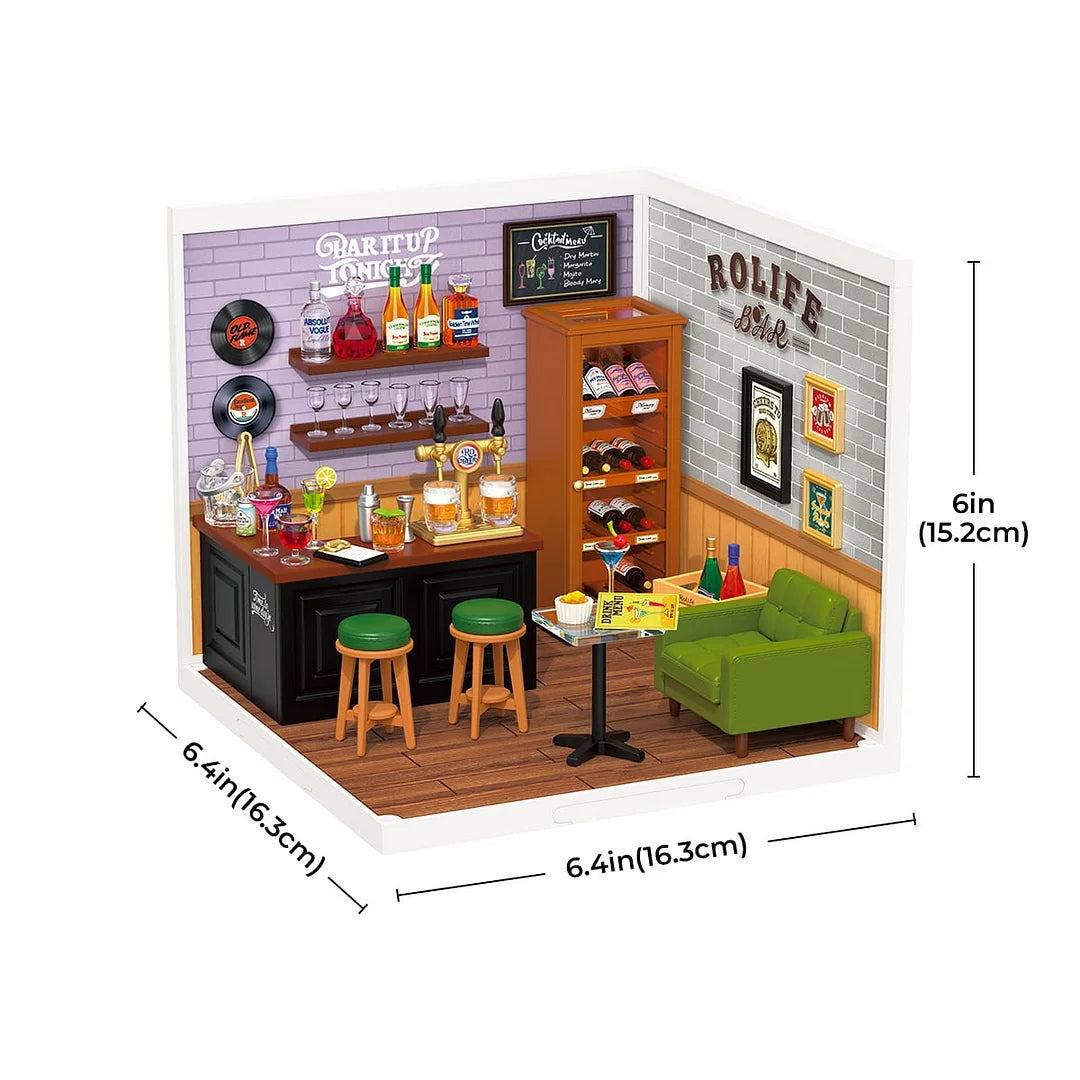 Robotime Rolife ROKR Leisurely Cheers Bar DIY Plastic Miniature House DW012