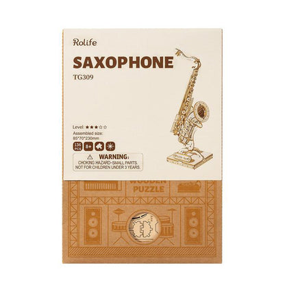 Rolife Saxophone 3D Wooden Puzzle (TG309) | Classic Musical Instrument Display Model