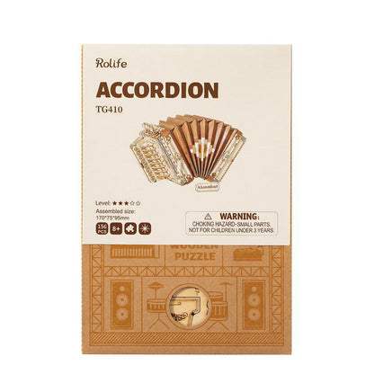 Rolife Accordion 3D Wooden Puzzle (TG410) | Mini Musical Instrument Display