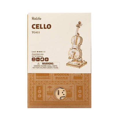 Rolife Cello 3D Wooden Puzzle (TG411) | Elegant Musical Instrument Display