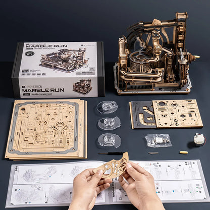 ROKR Marble Spaceport Marble Run 3D Wooden Puzzle (LGC01) | Manual & Electric Drive