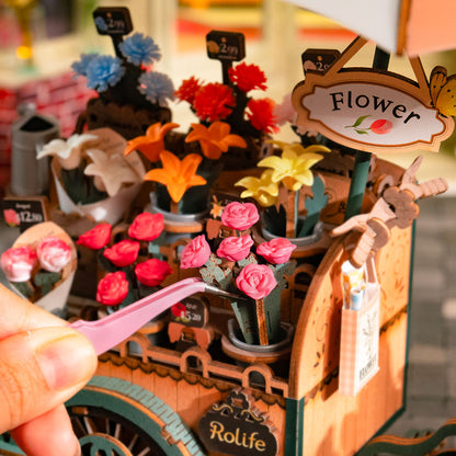 Rolife Blossom Cart 3D Wooden Puzzle (TGS03) | Vintage Flower Bicycle Display