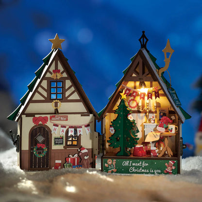 Rolife Twinkling Christmas House DIY Miniature House Kit (DS036) | LED Lights