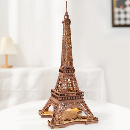 Rolife Night of the Eiffel Tower 3D Wooden Puzzle (TGL01) | LED Eiffel Tower Display Model