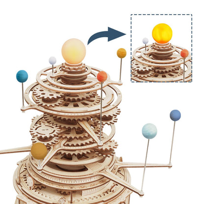 ROKR Mechanical Orrery 3D Wooden Puzzle (ST001) | Solar System Planetary Orbits Model