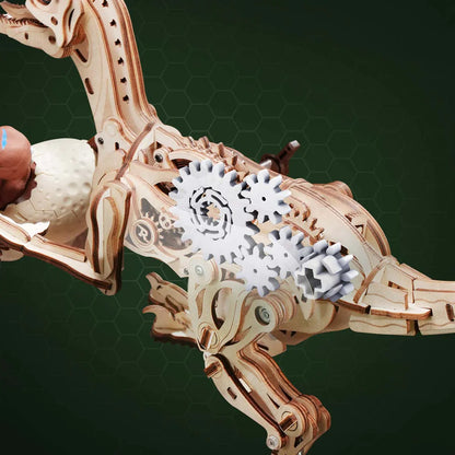 ROKR Velociraptor Mechanical 3D Wooden Puzzle (LD01) | Walking Dinosaur Model