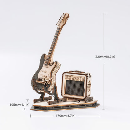 ROKR Electric Guitar Model 3D Wooden Puzzle (TG605K) | Easy DIY Guitar Display Model