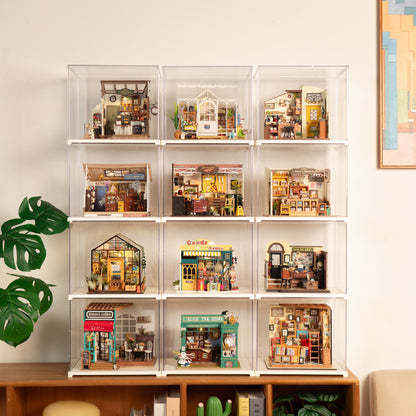 Rolife Miniature House Display Box (DF03L) | Stackable Dust Cover