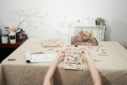 ROKR Cruiser motorcycle 3D Wooden Puzzle (LK504) | Wind-Up Motorcycle Model