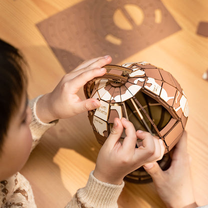 Rolife Global Wonders 3D Wooden Puzzle (TGM01) | DIY Globe with Astronomical Clock Base