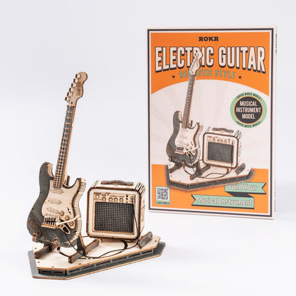 ROKR Electric Guitar Model 3D Wooden Puzzle (TG605K) | Easy DIY Guitar Display Model