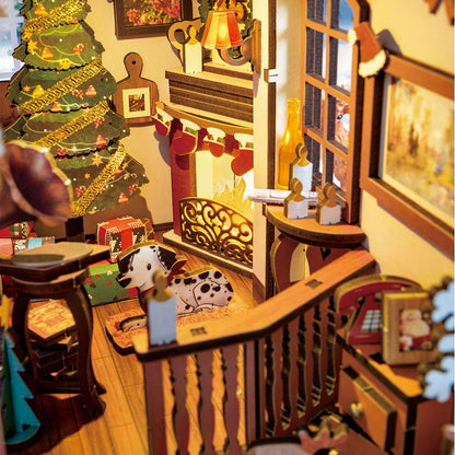 Rolife Christmas Indoor Scene DIY Book Nook Kit (TGC07) | LED Holiday Bookshelf Insert