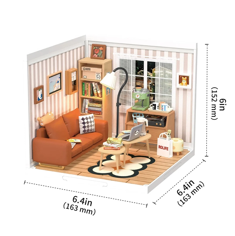 Robotime Rolife ROKR Cozy Living Lounge DIY Plastic Miniature House DW007